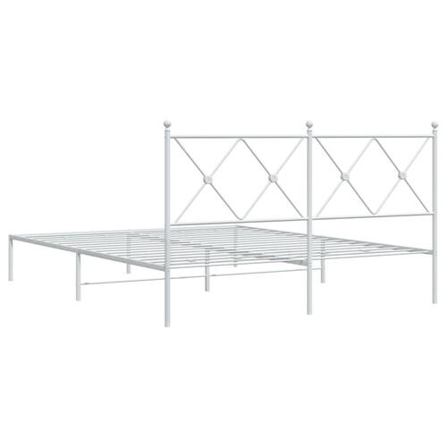 Sengeramme med sengegavl 150x200 cm metal hvid