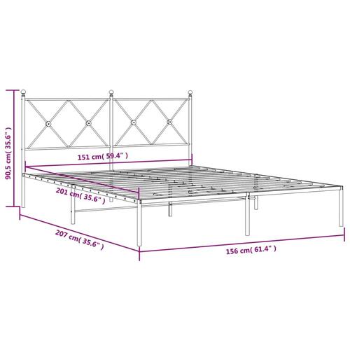 Sengeramme med sengegavl 150x200 cm metal hvid