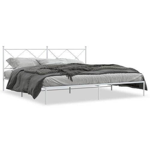 Sengeramme med sengegavl 200x200 cm metal hvid