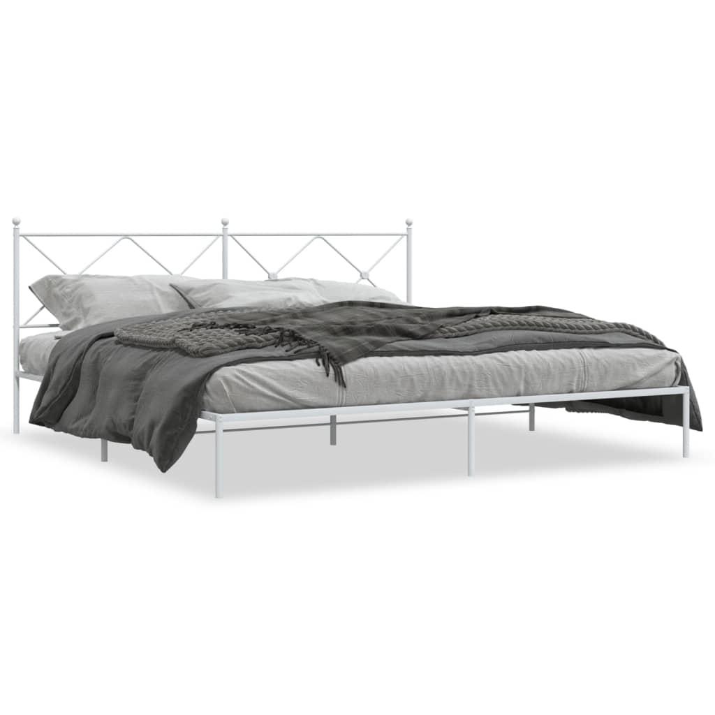 Sengeramme med sengegavl 200x200 cm metal hvid