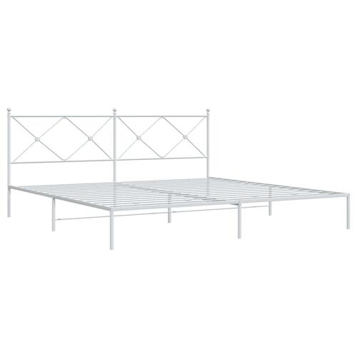 Sengeramme med sengegavl 200x200 cm metal hvid