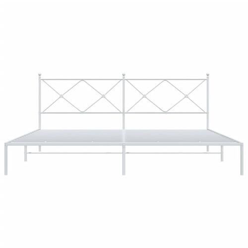 Sengeramme med sengegavl 200x200 cm metal hvid