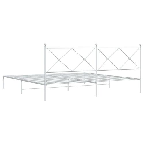 Sengeramme med sengegavl 200x200 cm metal hvid