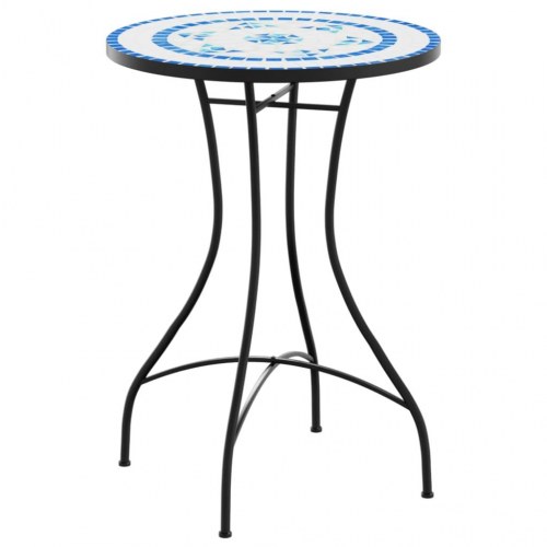 Bistrobord med mosaikdesign Ø50 x 70 cm - keramisk, blå/hvid