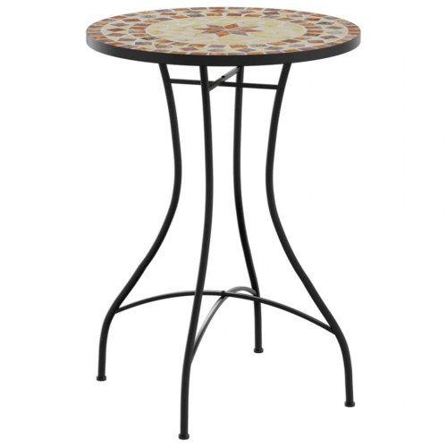Bistrobord med mosaik Ø50 x 70 cm - keramik, terrakotta/hvid