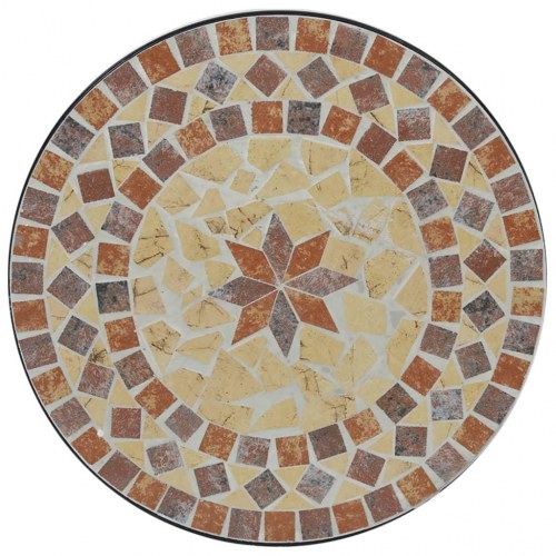 Bistrobord med mosaik Ø50 x 70 cm - keramik, terrakotta/hvid