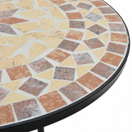 Bistrobord med mosaik Ø50 x 70 cm - keramik, terrakotta/hvid