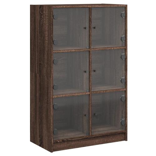 Skab med låger 68x37x109 cm konstrueret træ brun egetræsfarve