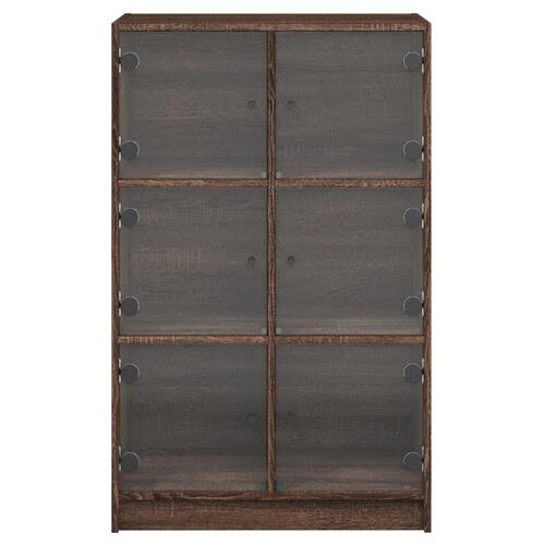 Skab med låger 68x37x109 cm konstrueret træ brun egetræsfarve