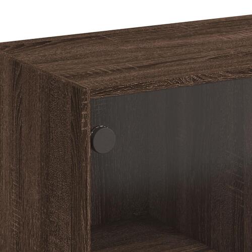 Skab med låger 68x37x109 cm konstrueret træ brun egetræsfarve