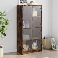 Skab med låger 68x37x142 cm konstrueret træ røget egetræsfarve