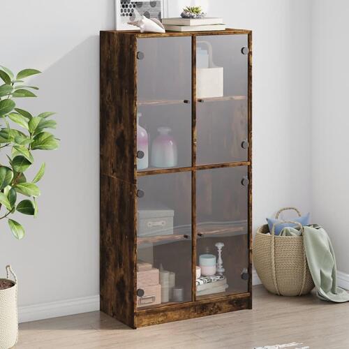 Skab med låger 68x37x142 cm konstrueret træ røget egetræsfarve