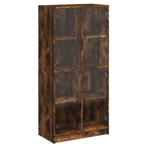 Skab med låger 68x37x142 cm konstrueret træ røget egetræsfarve