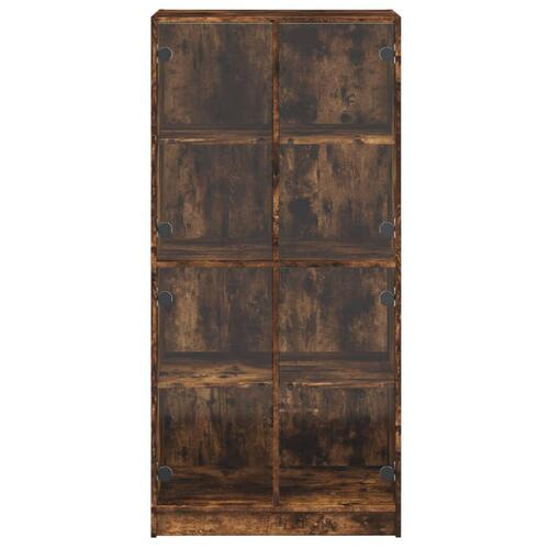 Skab med låger 68x37x142 cm konstrueret træ røget egetræsfarve