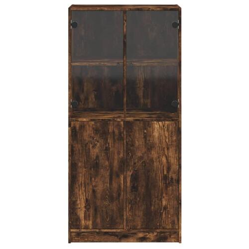 Skab med låger 68x37x142 cm konstrueret træ røget egetræsfarve