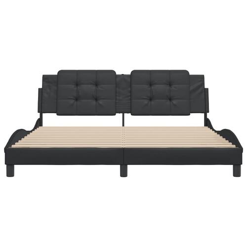 Sengeramme med sengegavl 180x200 cm kunstlæder sort
