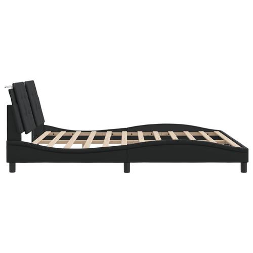 Sengeramme med sengegavl 180x200 cm kunstlæder sort