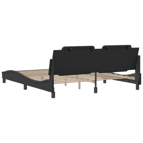 Sengeramme med sengegavl 180x200 cm kunstlæder sort