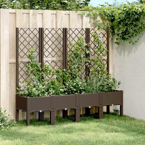 Plantekasse med espalier 160x40x142 cm PP brun