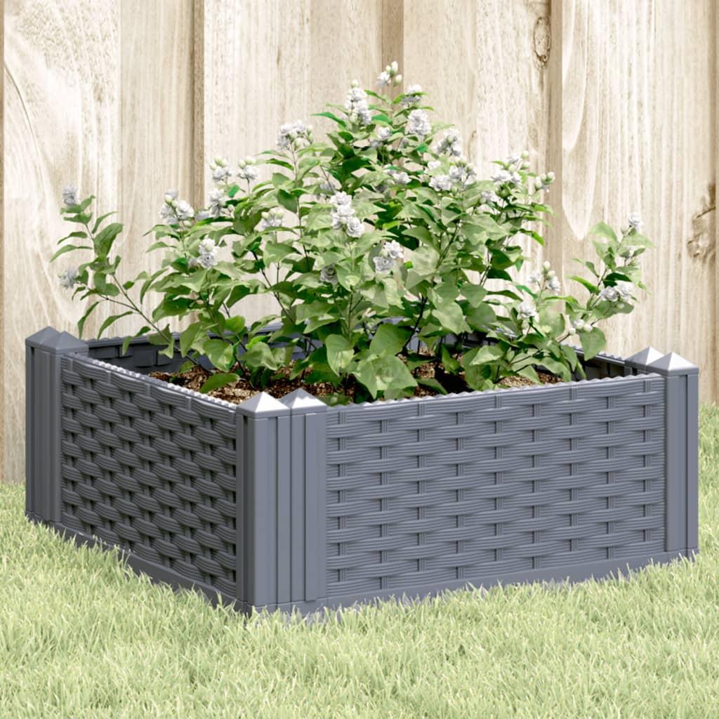 Plantekasse med spyd 42,5x42,5x28,5 cm PP blågrå