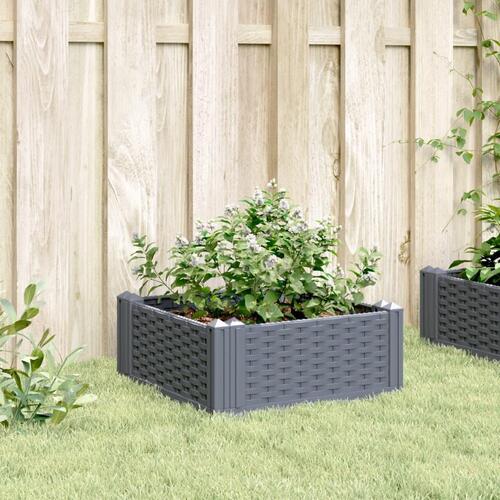 Plantekasse med spyd 42,5x42,5x28,5 cm PP blågrå