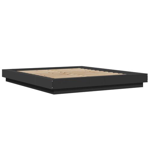 Sengestel 160x200 cm massivt træ sort