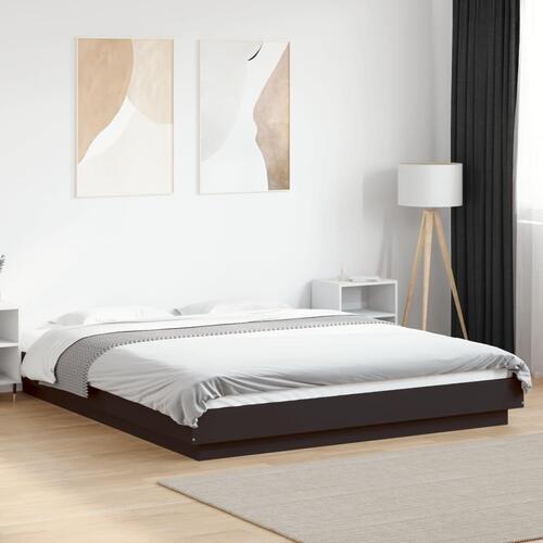Sengestel 160x200 cm massivt træ sort