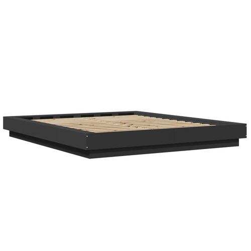 Sengestel 160x200 cm massivt træ sort