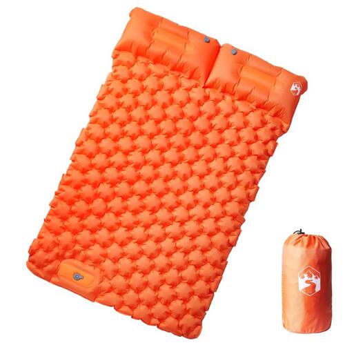 2-personers campingmadras med puder selvoppustelig orange
