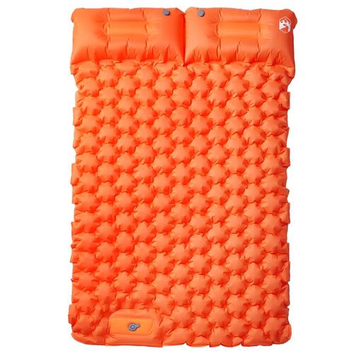 2-personers campingmadras med puder selvoppustelig orange