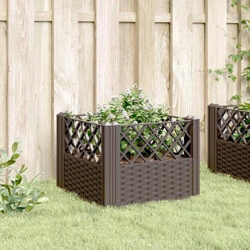 Plantekasse med spyd 43,5x43,5x43,5 cm PP brun