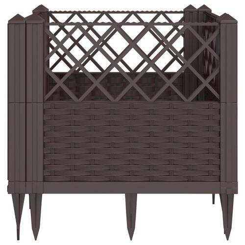 Plantekasse med spyd 43,5x43,5x43,5 cm PP brun