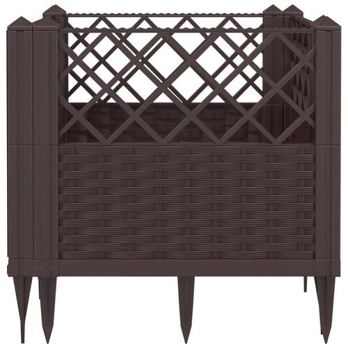 Plantekasse med spyd 43,5x43,5x43,5 cm PP brun