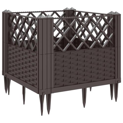 Plantekasse med spyd 43,5x43,5x43,5 cm PP brun