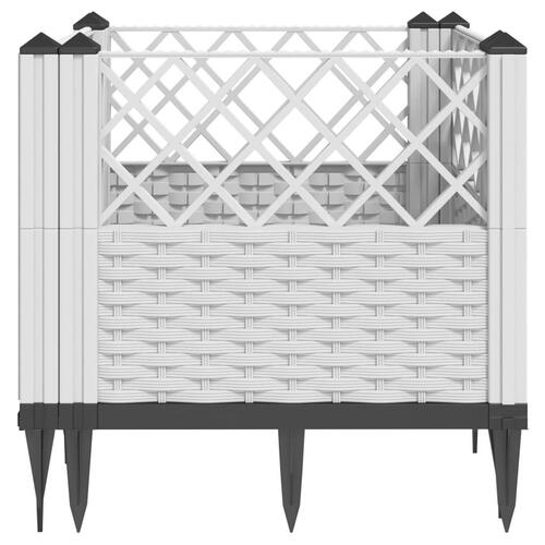 Plantekasse med spyd 43,5x43,5x43,5 cm PP hvid