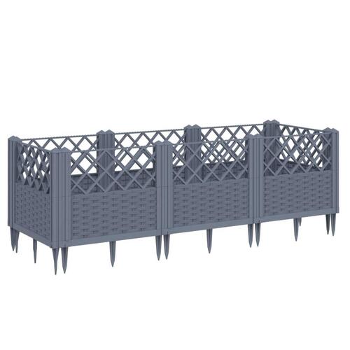 Plantekasse med spyd 123,5x43,5x43,5 cm PP blågrå