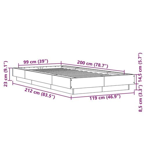 Sengeramme 100x200 cm konstrueret træ sonoma-eg