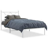Sengeramme med sengegavl 90x200 cm metal hvid