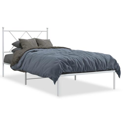 Sengeramme med sengegavl 90x200 cm metal hvid