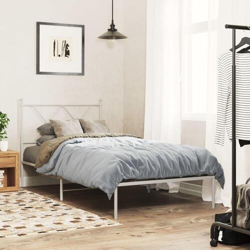 Sengeramme med sengegavl 90x200 cm metal hvid