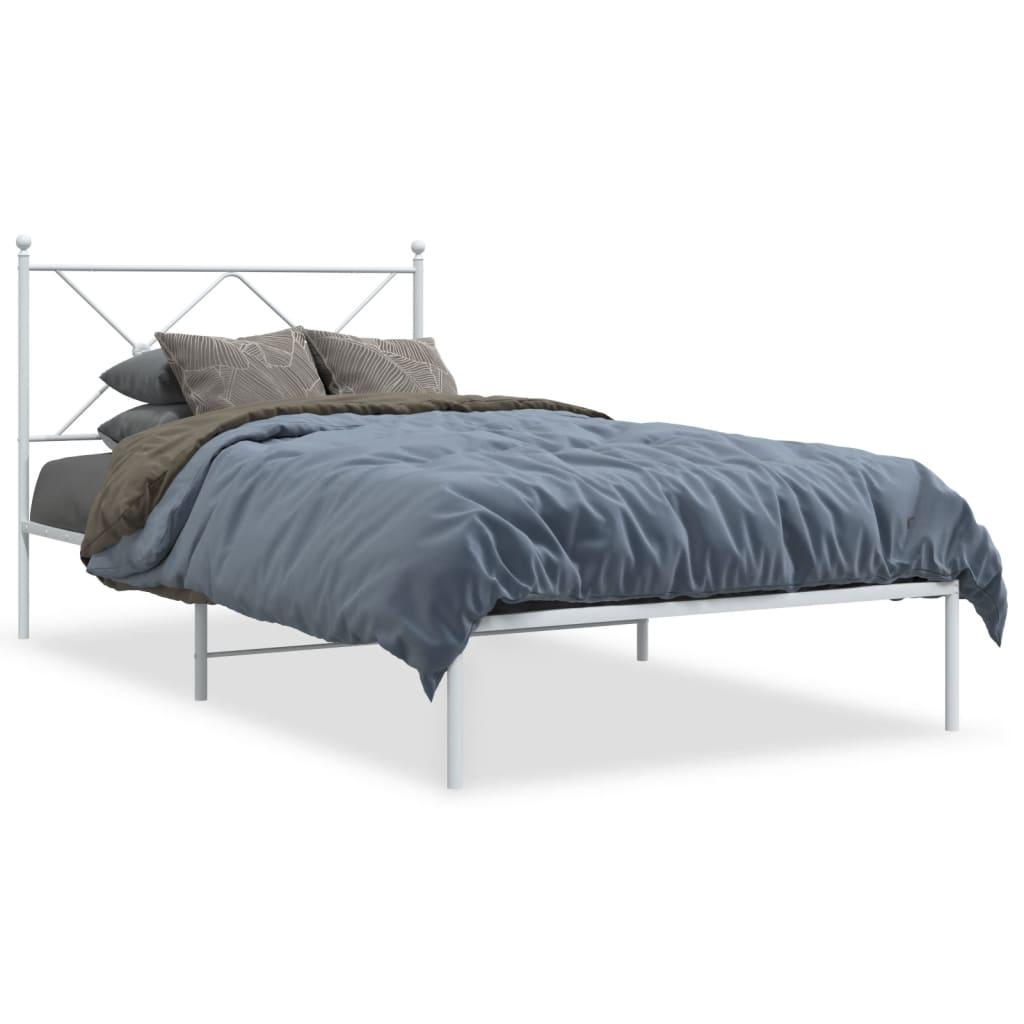 Sengeramme med sengegavl 100x200 cm metal hvid