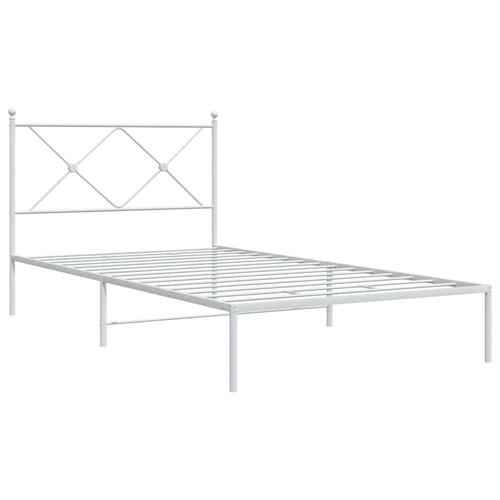 Sengeramme med sengegavl 100x200 cm metal hvid