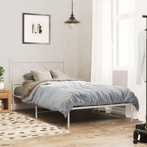 Sengeramme med sengegavl 100x200 cm metal hvid