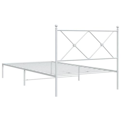 Sengeramme med sengegavl 100x200 cm metal hvid