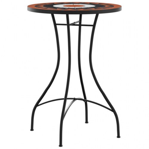 Bistrobord med mosaik Ø50 × 70 cm - keramik, terrakotta/hvid