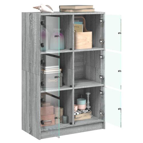 Skab med låger 68x37x109 cm konstrueret træ grå sonoma-eg