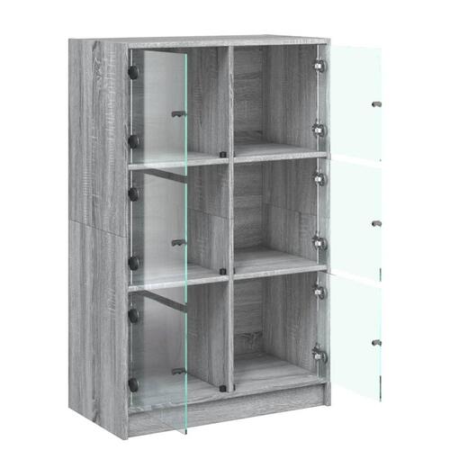 Skab med låger 68x37x109 cm konstrueret træ grå sonoma-eg