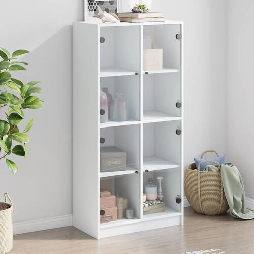 Skab med låger 68x37x142 cm konstrueret træ hvid