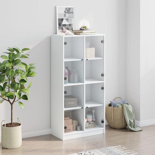 Skab med låger 68x37x142 cm konstrueret træ hvid