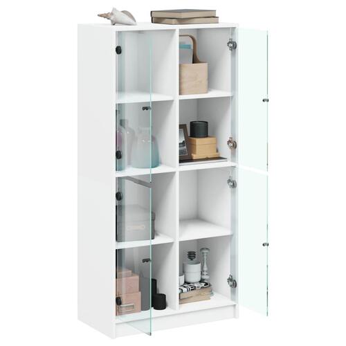 Skab med låger 68x37x142 cm konstrueret træ hvid